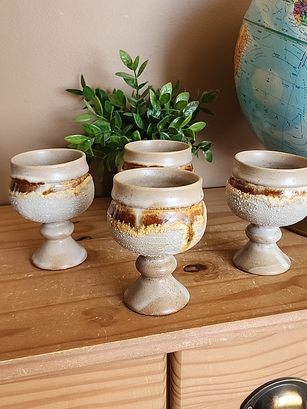 Vintage pottery wine goblets